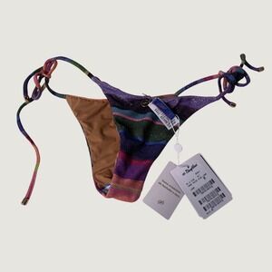 Brazilian Blue Man Tanga Inside Shine Luxury Lunar Bikini Bottom NEW Metallic M